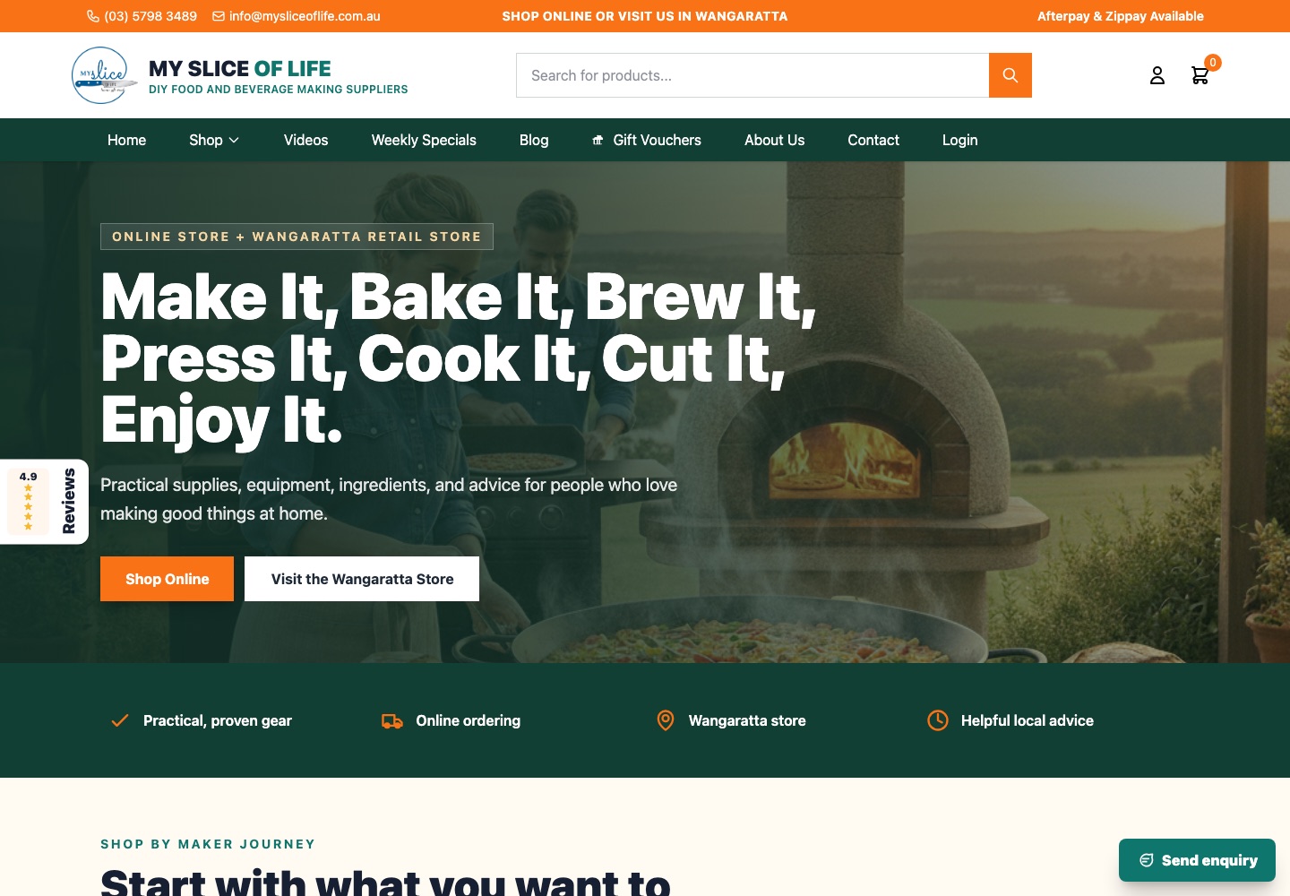 My Slice of Life tenant website homepage running on VPS Foundation Suite